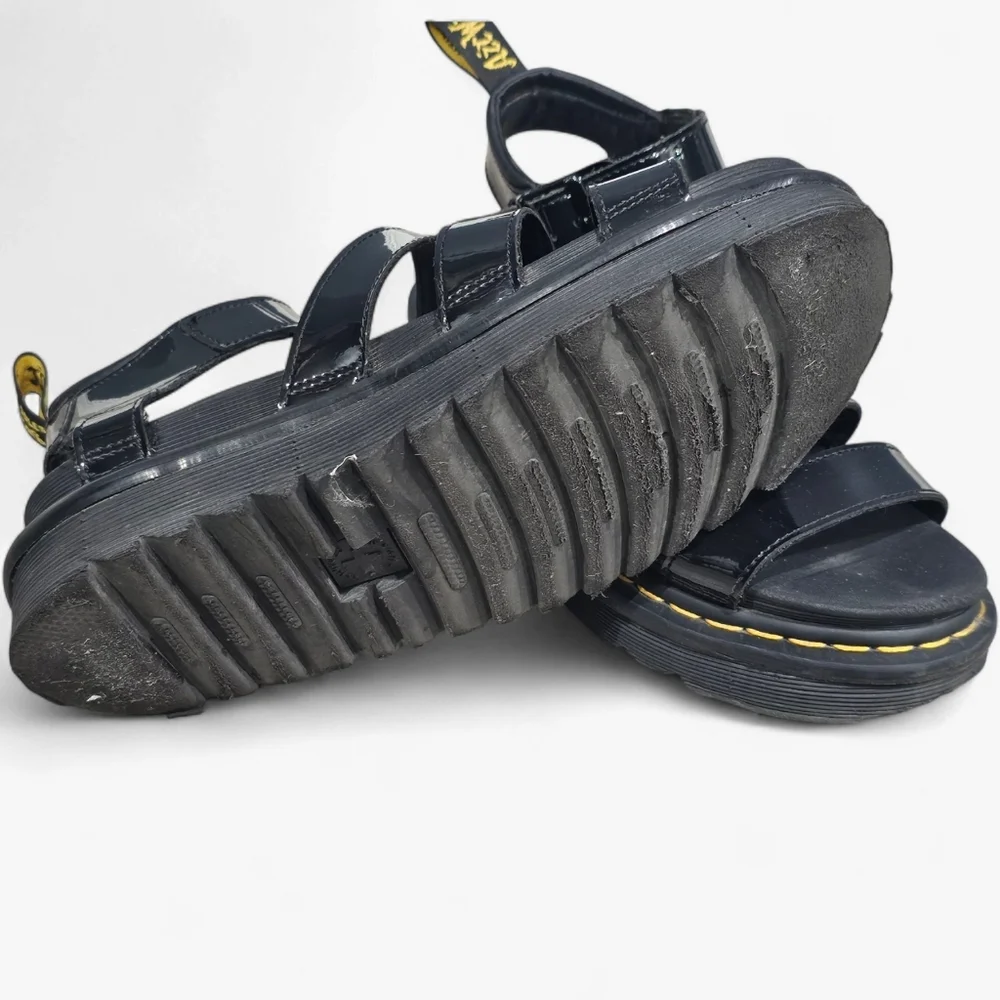 DR. MARTENS Women Blaire Black Patent Leather Platform Gladiator Sandals 8M - Picture 9 of 10